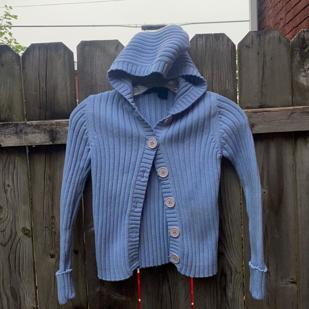 Blue button up sweater sz. M